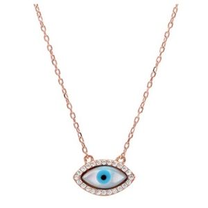 Rose Gold Plated Cubic Zirconia Evil Eye .925 Silv